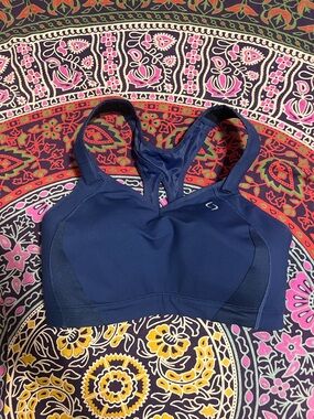 Brooks Moving Comfort Juno Sports Bra Navy Size 36DD High Impact Racerback Adj.